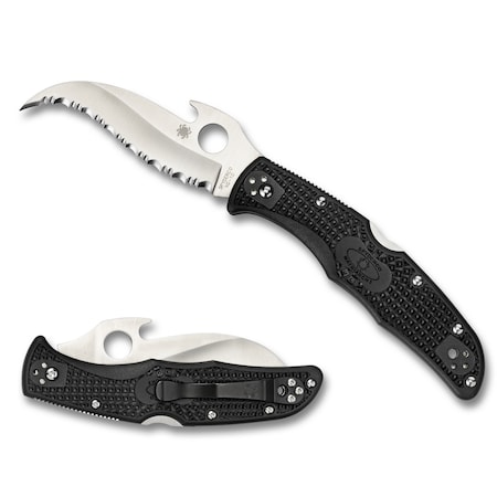Spyderco 2024 Spyderco Matriarch 2 Lightweight Black Emerson Opener Serrated SPY-C12SBK2W